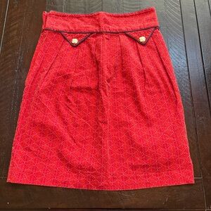Vintage inspired Chic Red Pencil Skirt with Gold Buttons